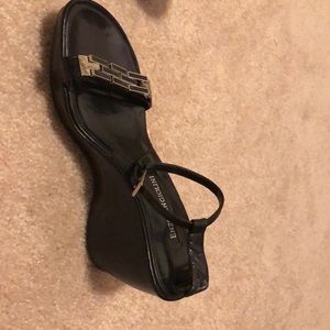 Chunky wedge ankle strap sandal
